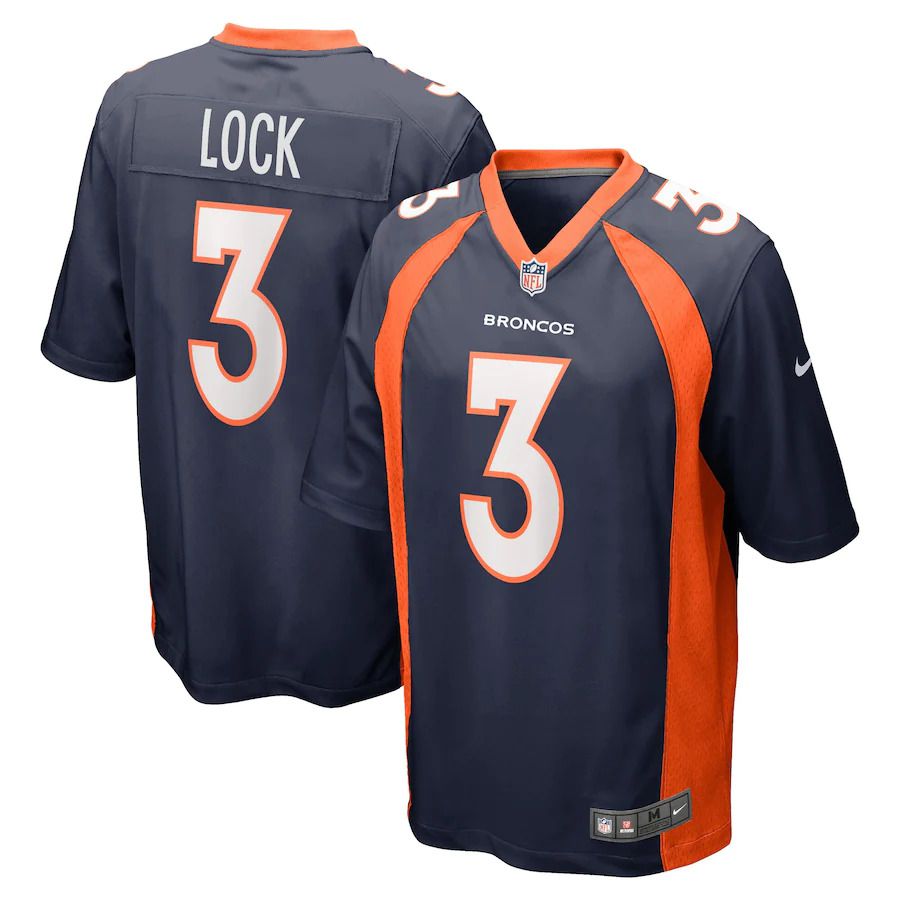 Men Denver Broncos 3 Drew Lock Nike Blue Game Player NFL Jersey